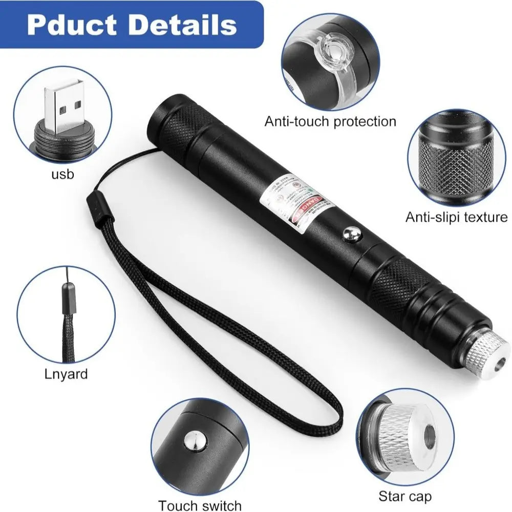 High-Power Laser Pointer with Visible Beam, Long-Range Visible Light, Ideal for Night Use and Outdoor Activities, Durable Design, Handheld Laser Pen, Rechargeable Laser Pointer