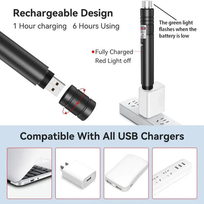 High-Power Laser Pointer with Visible Beam, Long-Range Visible Light, Ideal for Night Use and Outdoor Activities, Durable Design, Handheld Laser Pen, Rechargeable Laser Pointer