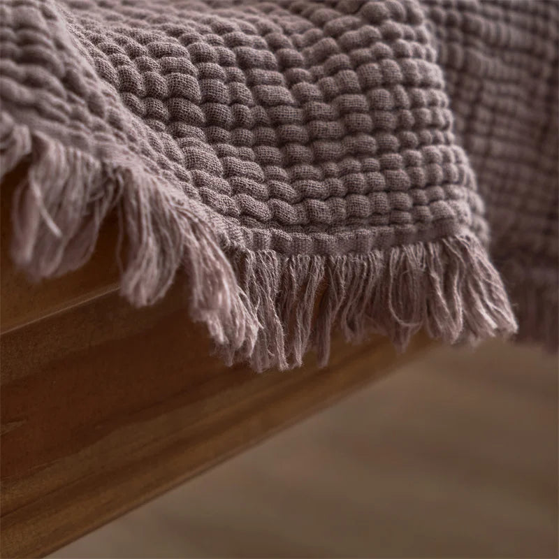 Maillard Cotton Blankets Four Layers Of Gauze Sofa Cover Blanket With Tassel AB Side Office Nap Decorative Bed Muslin Blanket