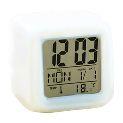 LED Digital Alarm Clock  Mini Desk Cube Clock with Colorful Lights Multi-function Alarm Clocks with Calendar Temperature Display